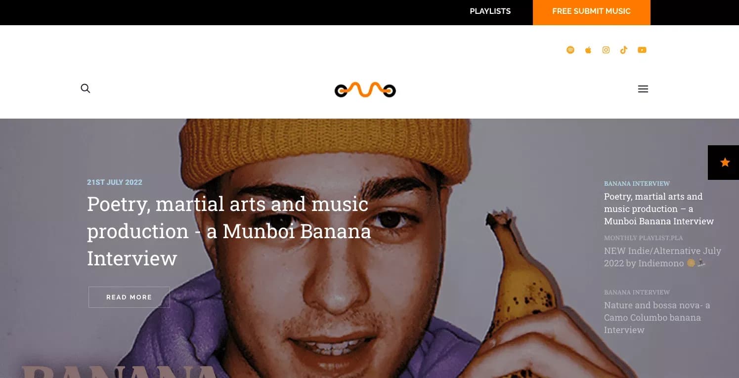 Screenshot of IndieMono homepage