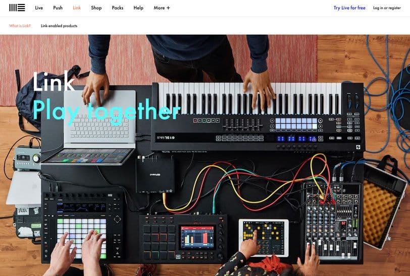 Ableton Link homepage on web