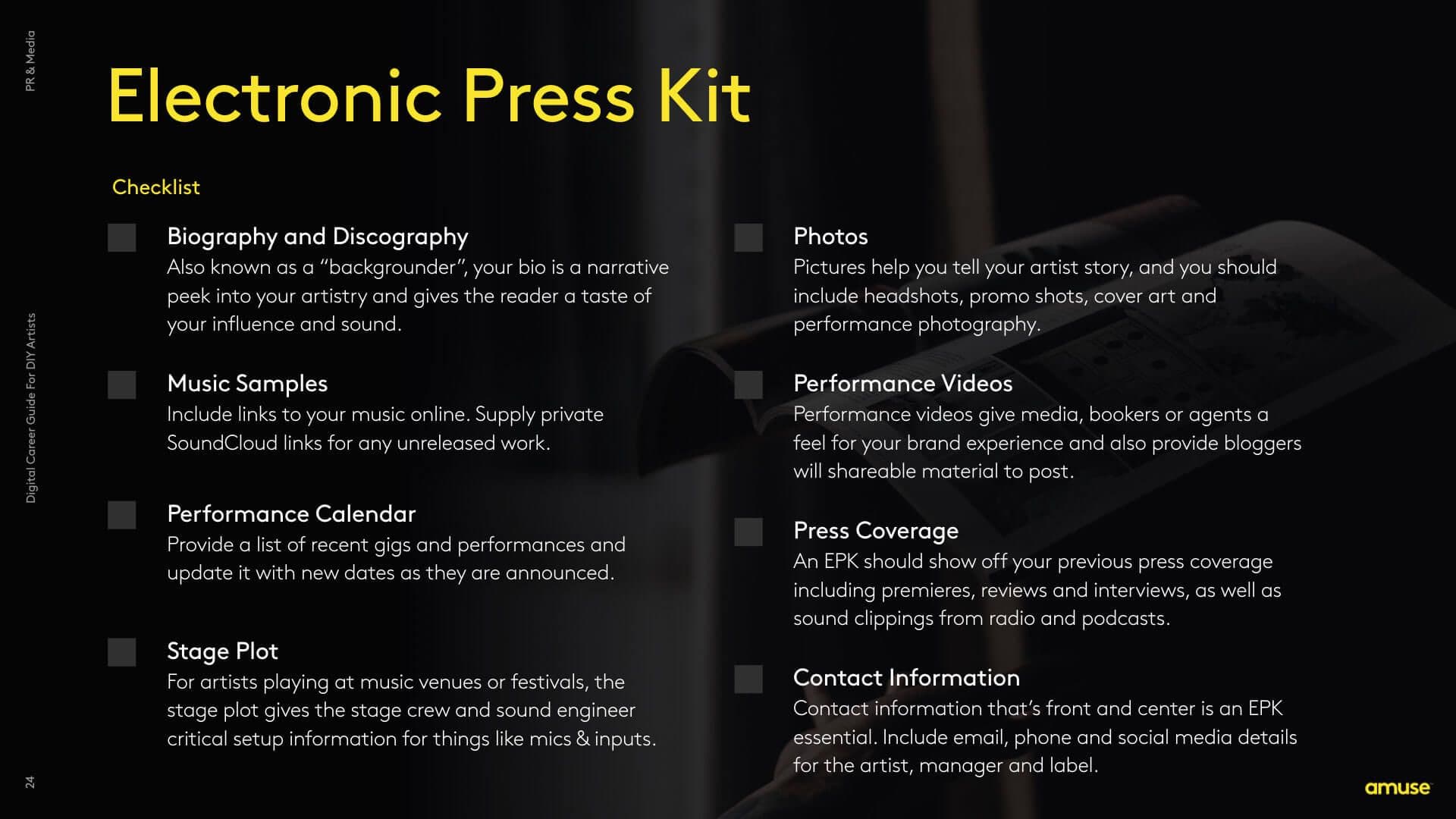 EPK checklist amuse