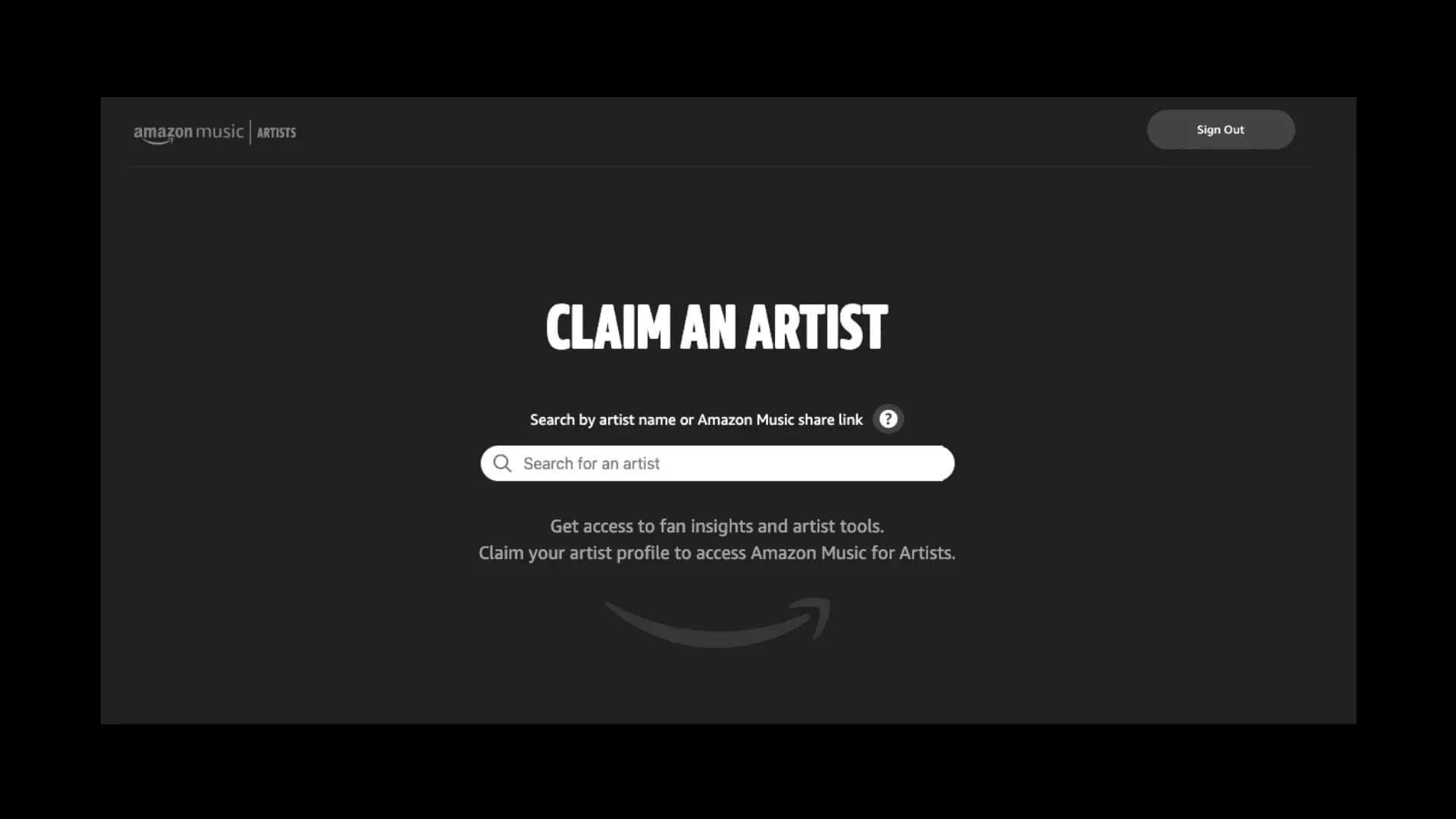 Amazon Music Artist webpage