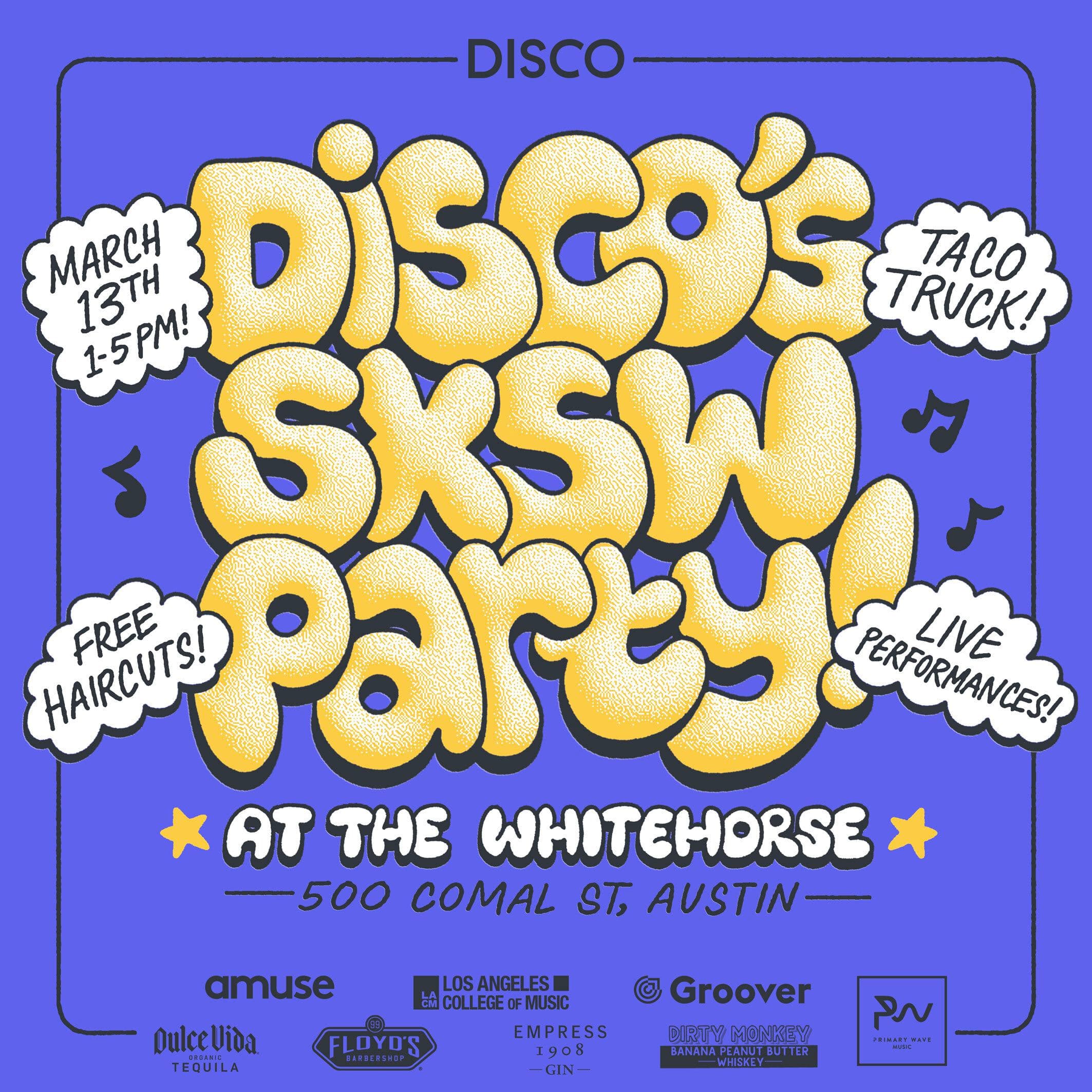 Art flyer for SXSW event with time and date