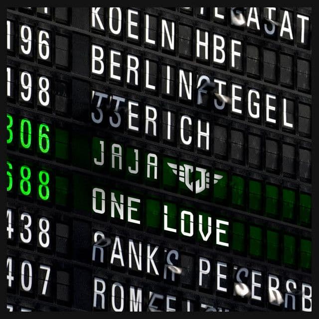 A time table board with different words and locations on it