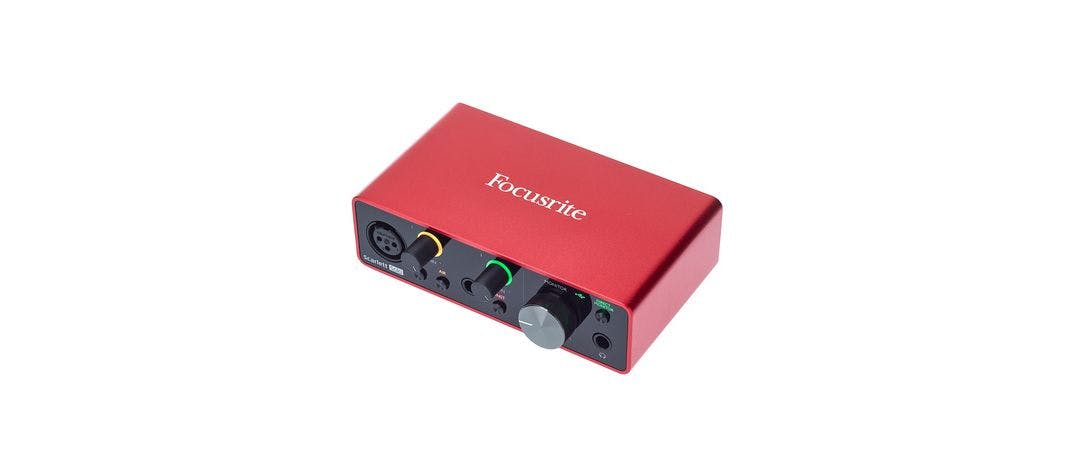Red Focusrite Scarlett Solo 3rd Gen audio interface