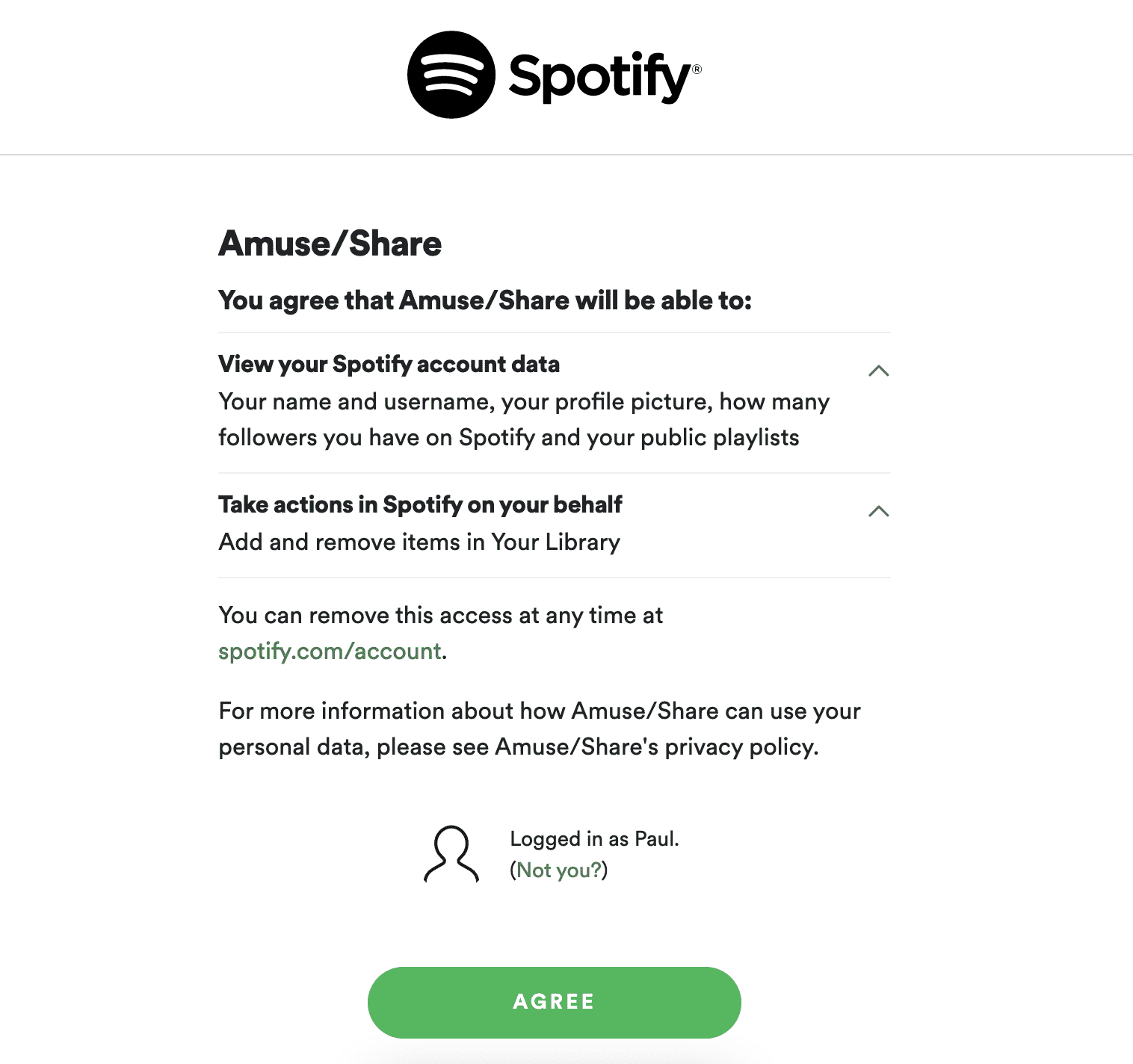 Terms and conditions of sharing Amuse data with Spotify