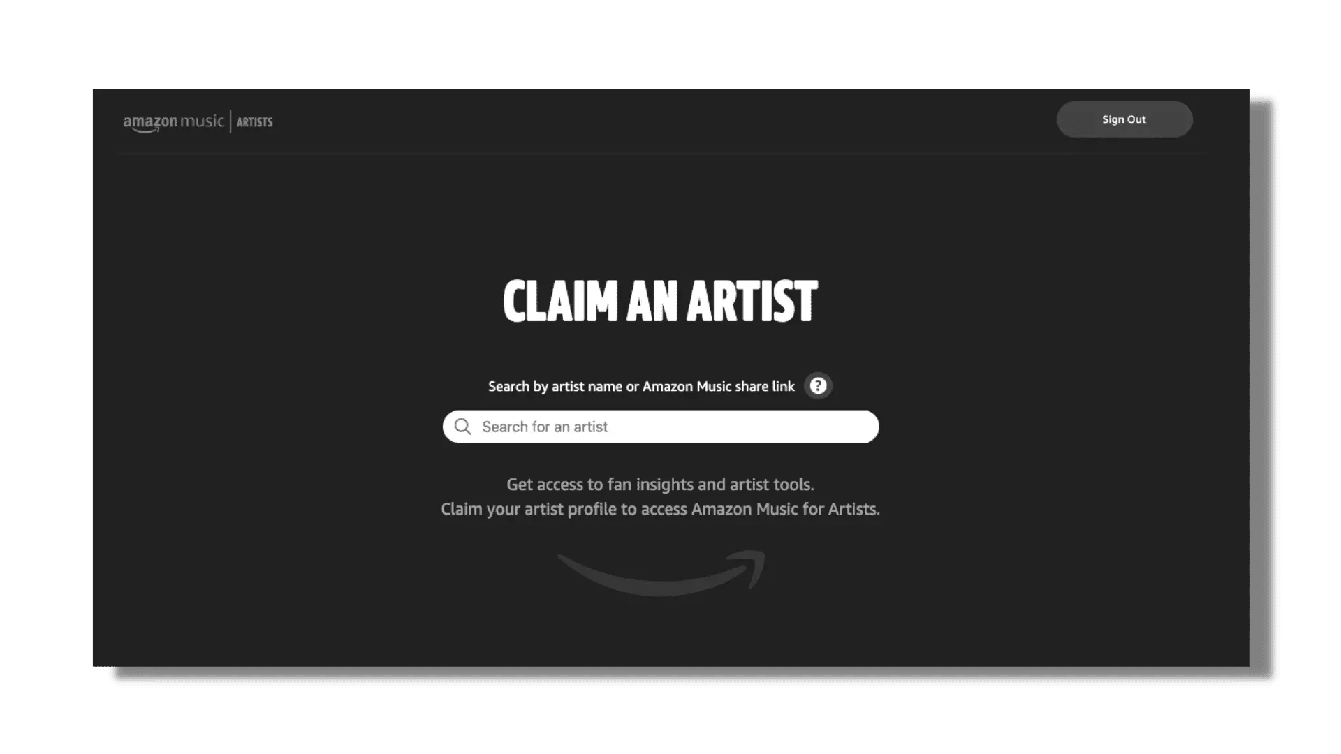 Amazon Music Artist webpage