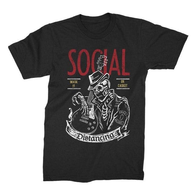 Black, red, yellow, and white Social Distancing t-shirt